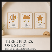 Décoration murale islamique pour chambre d'enfant : Impressions sur toile Ballon, Nuage, Étoile – Alhamdulillah, Allahu Akbar, Subhanallah – Collection de décorations pour chambre d'enfant