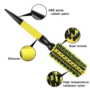 Caliente-Venta de logotipo personalizado de cerámica de cerdas de jabalí de salón de golpe seco estilo cepillo de pelo