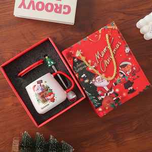 Mejor Idea de Regalo Empresarial <span class=keywords><strong>2023</strong></span>, Taza de Cerámica Caijun con Tapa de Bambú, Cuchara de Dibujos Animados, Apta para Microondas y <span class=keywords><strong>Lavavajillas</strong></span>, Reutilizable, Gran Capacidad - Product Image 4