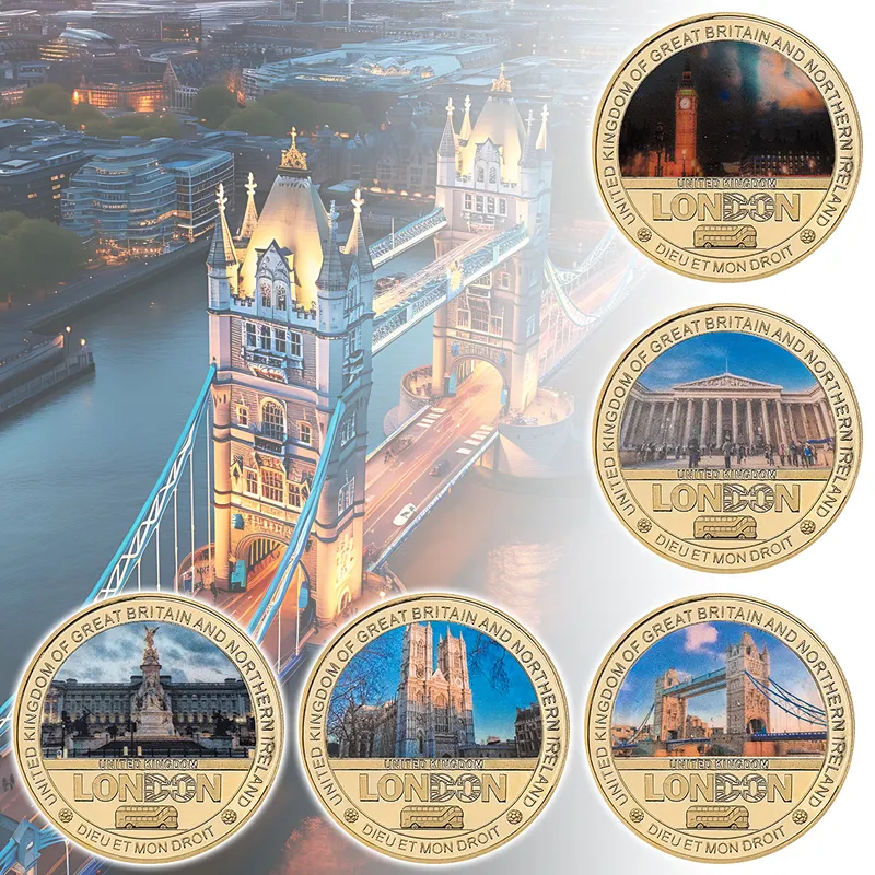 ब्रिटेन लंदन बिल्डिंग टूरिज्म स्मारक सिक्का गोल्ड मेटल स्मारिका सिक्का संग्रह के लिए