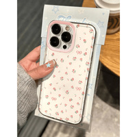 Coque pour iPhone 16 Pro Max, coque souple rose à fleurs pleine écran avec de grands trous, coque de téléphone antichoc