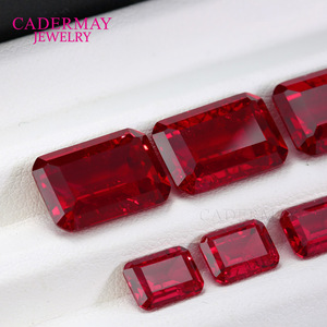 Cadermay Jewelry Pigeon Blood Red Cultured Ruby Rectangle Loose Stone For Ring Making Synthetic Corundum Gemstone - Product Image 1