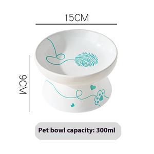 Easy Clean Round Durable Anti-derrapante Ceramic <span class=keywords><strong>Cat</strong></span> Water Food Feeder Cartoon Impresso Ceramic Puppy Dog Elevated <span class=keywords><strong>Bowl</strong></span> para gatos Indoor - Product Image 5