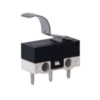 Mini micro-interrupteur 3 broches à borne droite, levier métallique courbé SPDT 5A250VAC, micro-interrupteur à action rapide pour appareils électroménagers