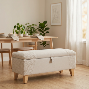 <span class=keywords><strong>Banc</strong></span> ottoman capitonné en bois massif au design moderne avec couvercle à charnières pour le <span class=keywords><strong>rangement</strong></span> et la décoration du salon - Idéal pour les hôtels et appartements - Product Image 2