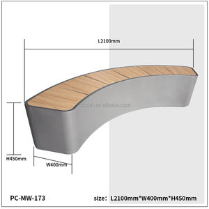 Alışveriş merkezi ve otel kullanımı için Modern çevre dostu paslanmaz çelik ve WPC ahşap açık yuvarlak banklar bahçe veranda eğlence oturma - Product Image 5