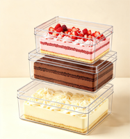 Boîte d'emballage alimentaire transparente de qualité supérieure en PS, boîte en plastique rigide rectangulaire pour gâteau à la crème, biscuits, sushis, en-cas