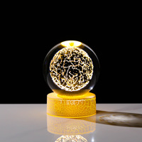 Lampe de nuit 3D boule de cristal charge USB lumière de couleur chaude Base de fissure système solaire jésus LED cadeau de noël décor de chambre veilleuse
