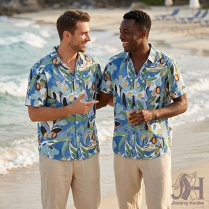 Camisa de <span class=keywords><strong>Hombre</strong></span> con Estampado Floral Tropical, Talla Grande, Manga Corta, Cuello de Solapa, Botones, Informal, para Vacaciones en la Playa - Product Image 4