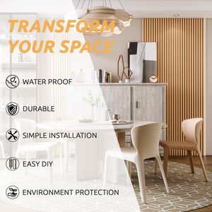 Panneau mural cannelé WPC de 6,61 po x 0,95 po, composite bois-plastique résistant à l'humidité, revêtement PE pour espaces commerciaux et de divertissement - Product Image 5