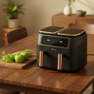 Anbolife Nouvelle <span class=keywords><strong>Friteuse</strong></span> à Air 8L à Double Panier, 8 Menus Préprogrammés, Grand Écran Numérique Intelligent, Contrôle avec 10 Menus Rapides Préprogrammés - Product Image 4