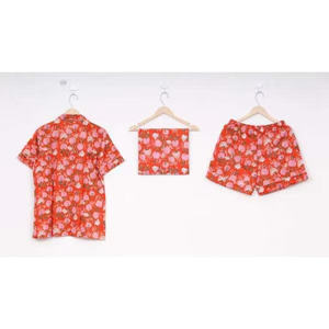 Nuevo Conjunto de 2 Piezas para Mujer, Hecho a Mano en India, 100% Algodón, 220g, Transpirable, Cintura Elástica, Estilo Casual de Otoño, Manga Corta, con Letras - Product Image 6