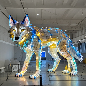 فانوس ذئب واقعي يدوي الصنع مصباح حيوان مقاوم للماء هالوني لعيد الفصح عيد الشكر عيد الأب ديكور حديقة للحفلات - Product Image 2