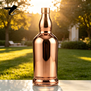 Botella de Vidrio Transparente Electrochapada de 500ml, 700ml, 750ml, Vacía, con Tapón de Corcho para Vodka, Brandy, Whisky, <span class=keywords><strong>Tequila</strong></span> - Product Image 1