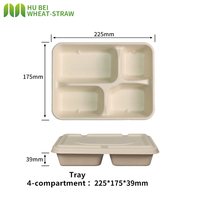 Boîte à lunch jetable 100% biodégradable en bagasse de canne à sucre, robuste, 4 compartiments, pour plats à emporter