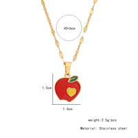 Personnalisé Vintage Petit Frais Doux Dessin Animé Pendentif Bijoux En Acier Inoxydable Charme Plaqué Or 18k Fraise Collier