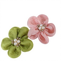 Applique en tissu en forme de fleur, ornée de perles et de strass, taille personnalisable, pour toutes les saisons, idéale pour les accessoires vestimentaires