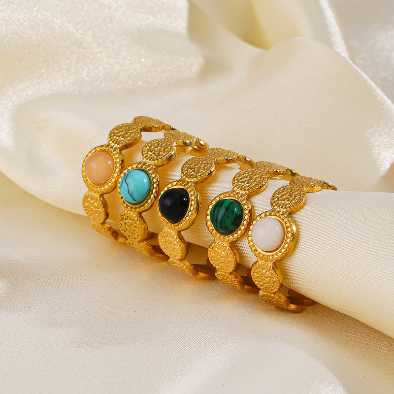 Fashion Turquoise Waterproof Stainless Steel Rings