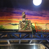 Décoration murale dinosaure animatronique 3D - Relief réaliste de tête de Triceratops et de Raptor grandeur nature pour parcs à thème et restaurants jurassiques