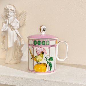 Flower Simple Classic European Luxury Tea <b>Cup</b> <b>Set</b> with Lid Tea Saucer Eco-Friendly Bone China Gift Box for Weddings - Product Image 2