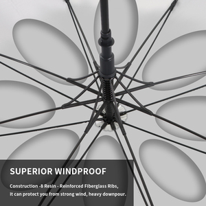 Parapluie de golf professionnel droit vert fluorescent avec bordure, ouverture semi-automatique, aération, couleur personnalisable - Product Image 5