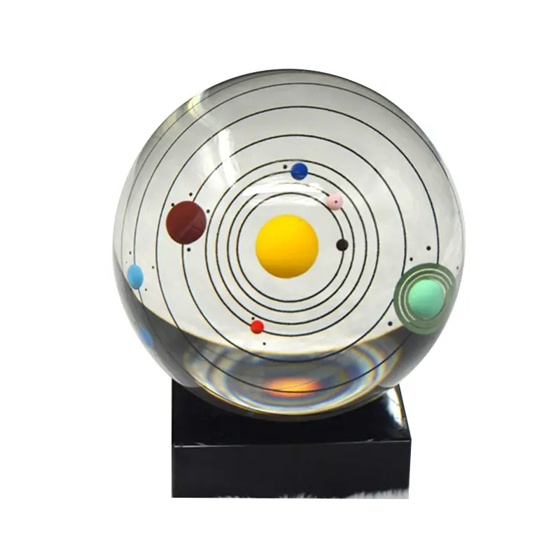 Solar system crystal glass ball furniture and office decoration with student school planet education ball with birthday gift