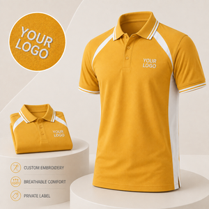 Polo Personalizado con Logotipo Bordado, Uniforme de Equipo Unisex, Camisa con Panel en Contraste, Ropa de Trabajo Corporativa OEM - Product Image 2