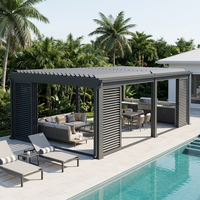 Pergola bioclimatique intelligente en aluminium sur mesure avec toit à lames orientables et éclairage LED pour l'ombrage extérieur des entrepreneurs commerciaux