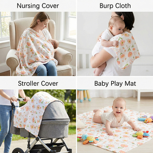 Couverture d'allaitement <span class=keywords><strong>en</strong></span> mousseline certifiée GOTS OEKO-TEX, fabrication durable, étiquette personnalisée, couverture pour bébé, cadeau écologique - Product Image 4