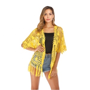 Amzn AE fb eb tiktok <span class=keywords><strong>Shein</strong></span> femme Frangée <span class=keywords><strong>Cardigan</strong></span> Boho Crochet <span class=keywords><strong>Cardigan</strong></span> Demi-longueur Manches Tricot <span class=keywords><strong>Cardigan</strong></span> gland. - Product Image 1