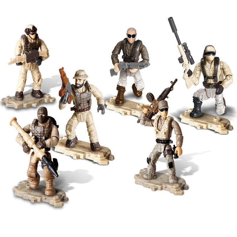 6 mixed Special Forces Action Figures Army Man Toy Soldier Force Toy Set with Military Weapons and Accessories