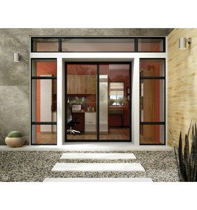 Puerta <span class=keywords><strong>de</strong></span> Vidrio <span class=keywords><strong>de</strong></span> Aleación <span class=keywords><strong>de</strong></span> Aluminio y Acero para Exteriores, <span class=keywords><strong>Diseño</strong></span> Gráfico Moderno, Apertura Lateral Doble, para Hoteles, Superficie Acabada - Product Image 5