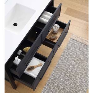 Kabinet rias kamar mandi dengan wastafel bingkai kayu padat dalam Unit rias akhir hitam furnitur kamar mandi <span class=keywords><strong>48</strong></span> inci meja rias - Product Image 3