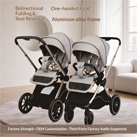 Poussette Bébé Haut de Gamme Luxe Bidirectionnelle en Alliage d'Aluminium Inclinable Pliable à Une Main avec Poignée Réglable à 4 Roues pour 0-3 Ans