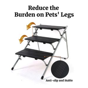 Taşınabilir 3 adım rampa merdiven merdiven evcil hayvanlar için 2-in-1 katlanabilir <span class=keywords><strong>Pet</strong></span> adımlar küçük köpekler ve kediler için mükemmel ev evcil hayvan - Product Image 2