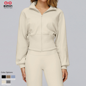 Chaqueta <span class=keywords><strong>de</strong></span> cuello alto personalizada para mujer, sudadera con cremallera a prueba <span class=keywords><strong>de</strong></span> viento, para correr, gimnasio al aire libre, Top activo, ropa deportiva <span class=keywords><strong>de</strong></span> otoño e invierno - Product Image 1