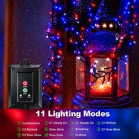 Kırmızı Beyaz Mavi 12 Metre 100 Ledli Solar IP65 Bakır Dış Mekan/İç Mekan Noel Dekorasyonu için Işık Zinciri