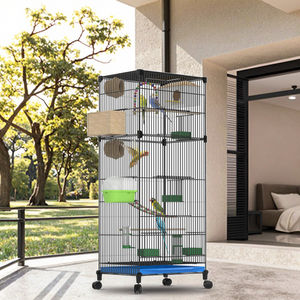 Jaula para Pájaros de Lujo Ecológica al por Mayor, Jaula Grande de Alambre de Hierro con Patrón Sólido, Estilo Casa de Arte, Bandeja de Plástico, Caja de Palet - Product Image 6