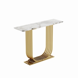 Modern Accent <b>Table</b> 43.3 Inch <b>Marble</b> <b>Top</b> Console <b>Table</b> Living Room Sofa <b>Side</b> Narrow Design - Product Image 5