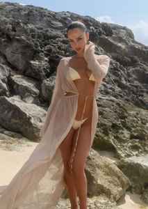 Wholesale New Sexy <strong>Long</strong> <strong>Sleeve</strong> Bikini Cover up for Women Summer Open Front Lace up Sarong Female Swim Dress Anti-Sun <strong>Wear</strong> <strong>Beach</strong> - Product Image 3