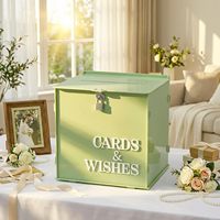 Boîte à cartes de mariage en acrylique vert avec serrure métallique, boîte de collecte d'argent pour mariage, anniversaire, fête de remise de diplôme