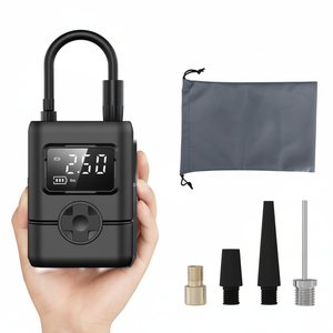 Portable Digital <b>Tire</b> <b>Inflator</b> 12V Single Cylinder Black Plastic Compact <b>Car</b> Motorcycle Use With Pressure Gauge And Valve Tools - Product Image 1
