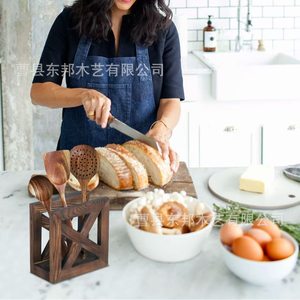 Wooden Napkin Holder Square Desktop Paper Towel Stand Handmade Modern Kitchen Storage Rack - Product Image 2