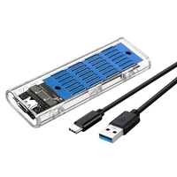 Carcasa USB3.1 Gen2 Tipo-C de 10 Gbps Transparente para SSD M.2 NVMe, Carcasa Externa para Disco Duro con Interfaz SATA