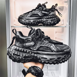 Mens Distressed Chunky <strong>Dad</strong> Shoes Vintage Platform Height Increasing Sneakers Non Slip Casual Walking <strong>Trainers</strong> - Product Image 6