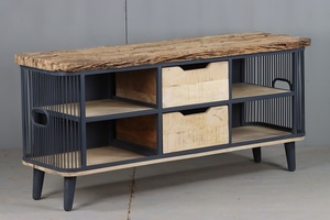 Mueble de Salón Moderno de Madera Maciza con Gran Espacio de Almacenamiento, Elegantes Estantes de Exhibición y Acabado de Madera Duradero para el Hogar - Product Image 2
