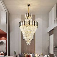 Lustre en cristal de fer à hauteur réglable, à commande vocale, à LED, pour la protection des yeux, style moderne, décoratif, pour restaurant, villa, hall d'hôtel