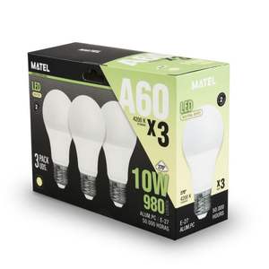 Lampadina LED E27 10W neutra, confezione da 3 unità, a basso consumo, lunga durata, ideale per illuminazione generale e risparmio energetico - Product Image 2