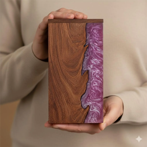 Urna Funeraria Rectangular de Madera con Diseño de Resina Epoxi, Recién Llegada - Product Image 3