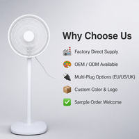 Ventilateur de chambre 14 pouces 150W, tout blanc, sur pied, silencieux, faible niveau sonore, minimaliste, pour chambre d'enfant